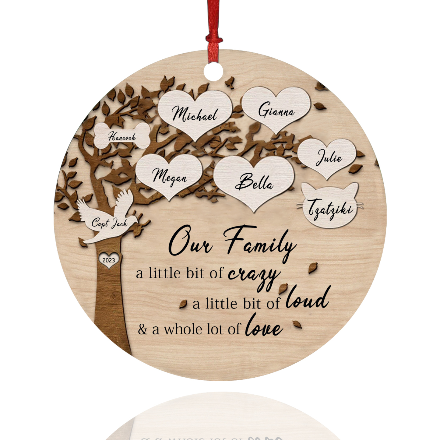 8 Names - Personalised Christmas Tree Ornaments Tree of Life Pendant with Name Wooden Gifts for Family and Friends-Jessemade AU