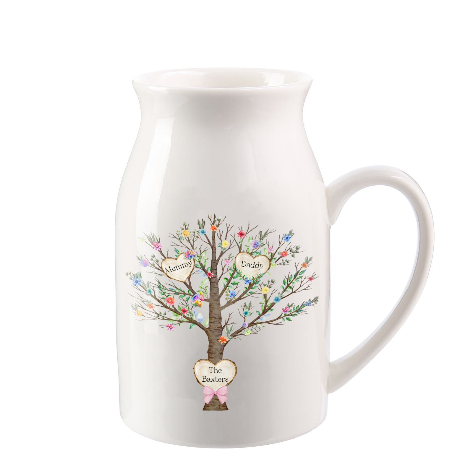 Personalised Ceramic Flower Vase Custom 2–8 Names & 1 Text Family Tree Vase Gift for Mother/Grandma-Jessemade AU