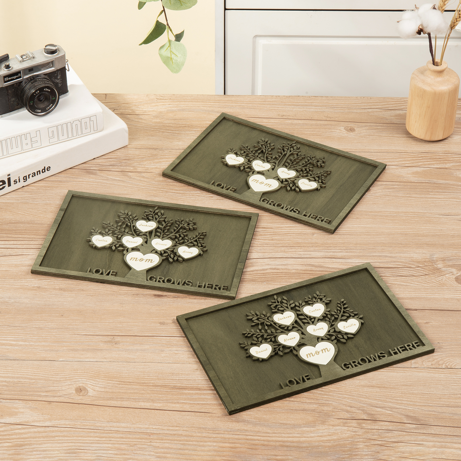 Family Tree Wood Frame Personalised Family Tree Sign Custom 7 Names Plaque-Jessemade AU