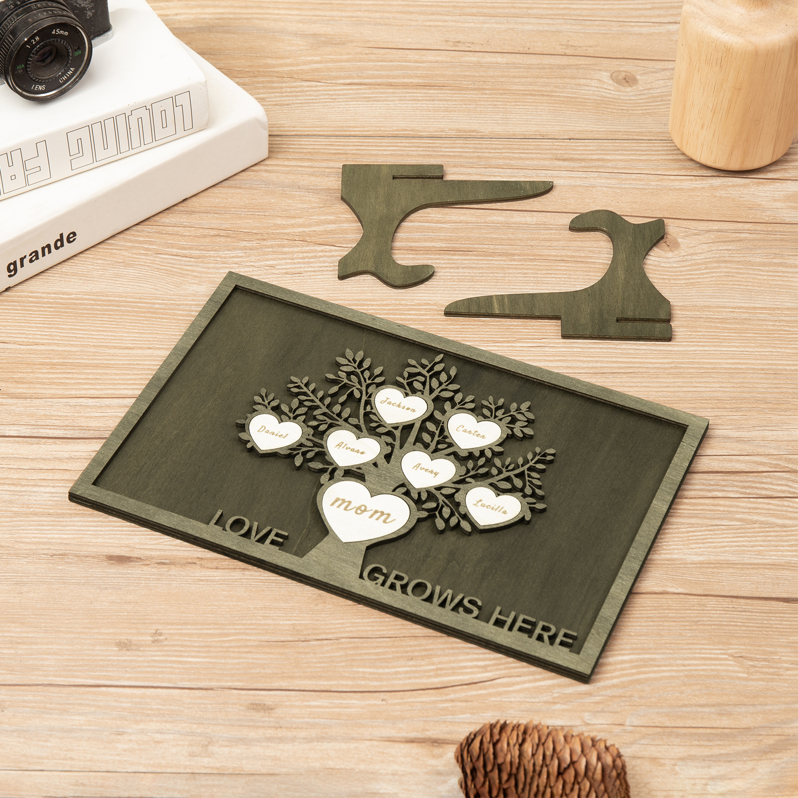 Family Tree Wood Frame Personalised Family Tree Sign Custom 7 Names Plaque-Jessemade AU