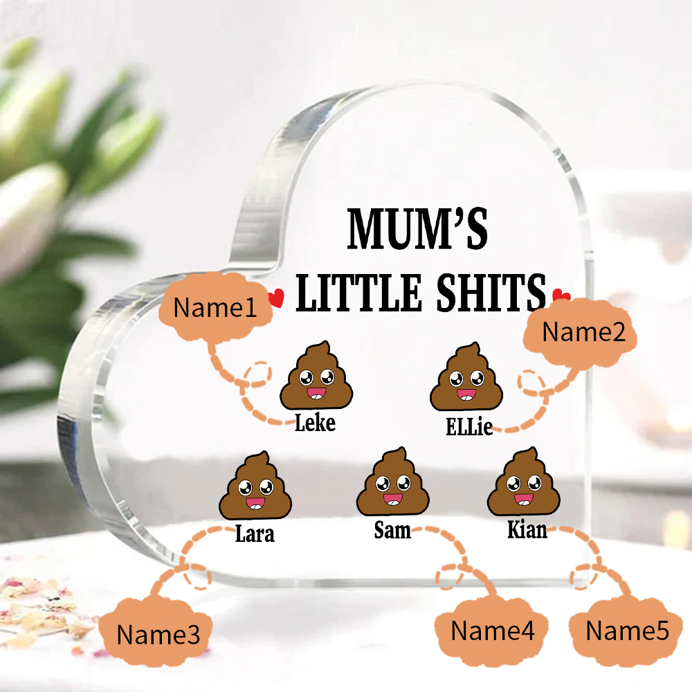 5 Names - Personalised Acrylic Heart Keepsake Custom Name Ornaments Mother's Day Funny Gifts for Mum-Jessemade AU