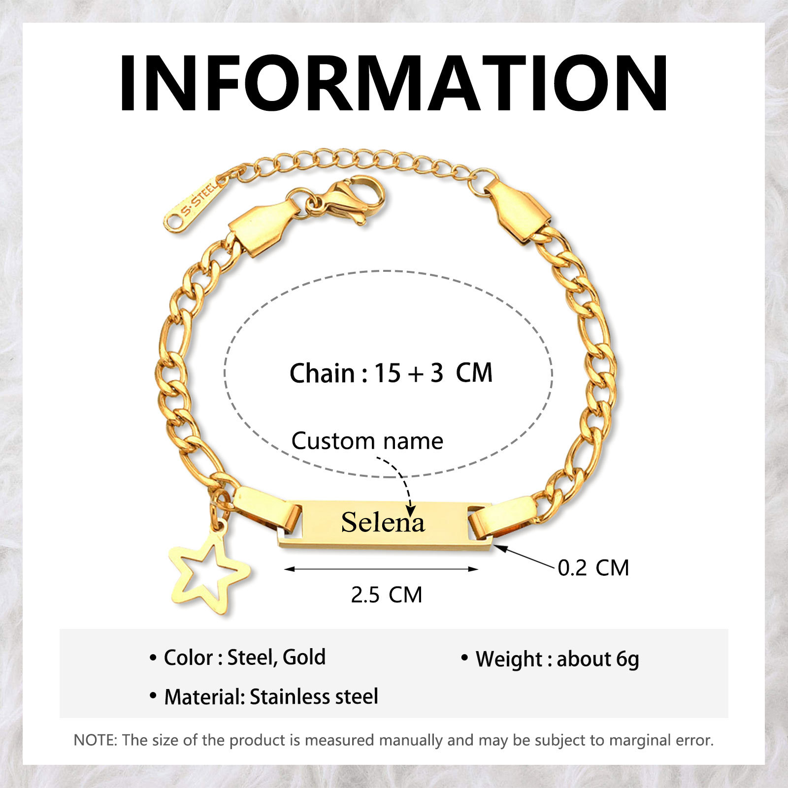 Custom Name Bracelet Personalised Cuban Chain Bracelet Star Bracelet Love Gifts-Jessemade AU