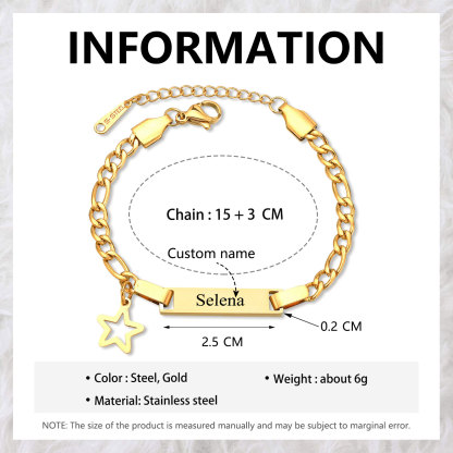 Custom Name Bracelet Personalised Cuban Chain Bracelet Star Bracelet Love Gifts-Jessemade AU