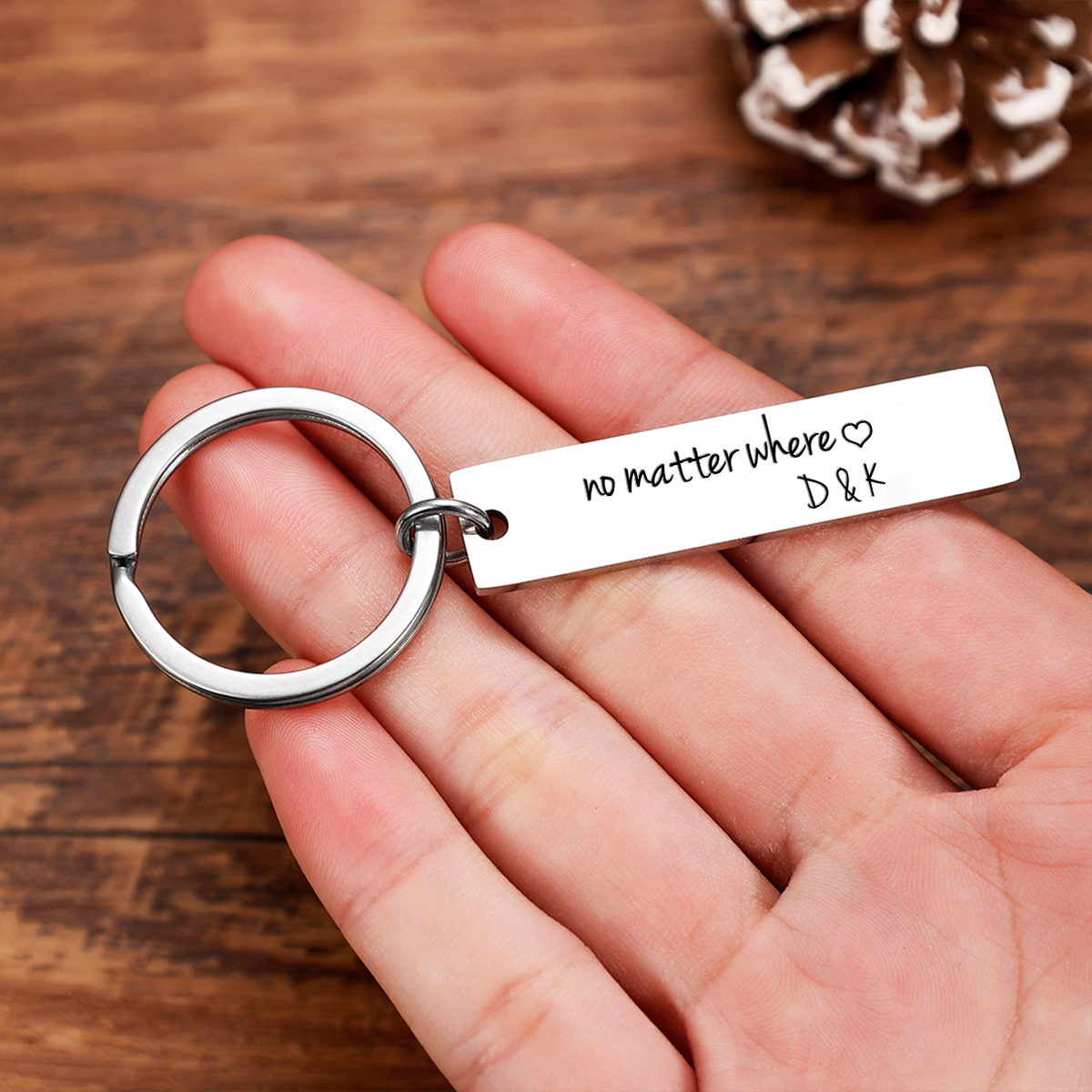 Personalised Couple Keychain Custom 2 Letters Keyring "No Matter Where" Valentine's Day Gifts-Jessemade AU