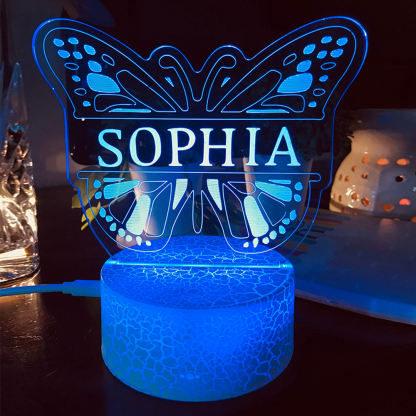 Multi-Coloured Butterfly Night Light Custom Name 3D Acrylic Lamp for Kids Room & Birthday Gift LED Nursery-Jessemade AU