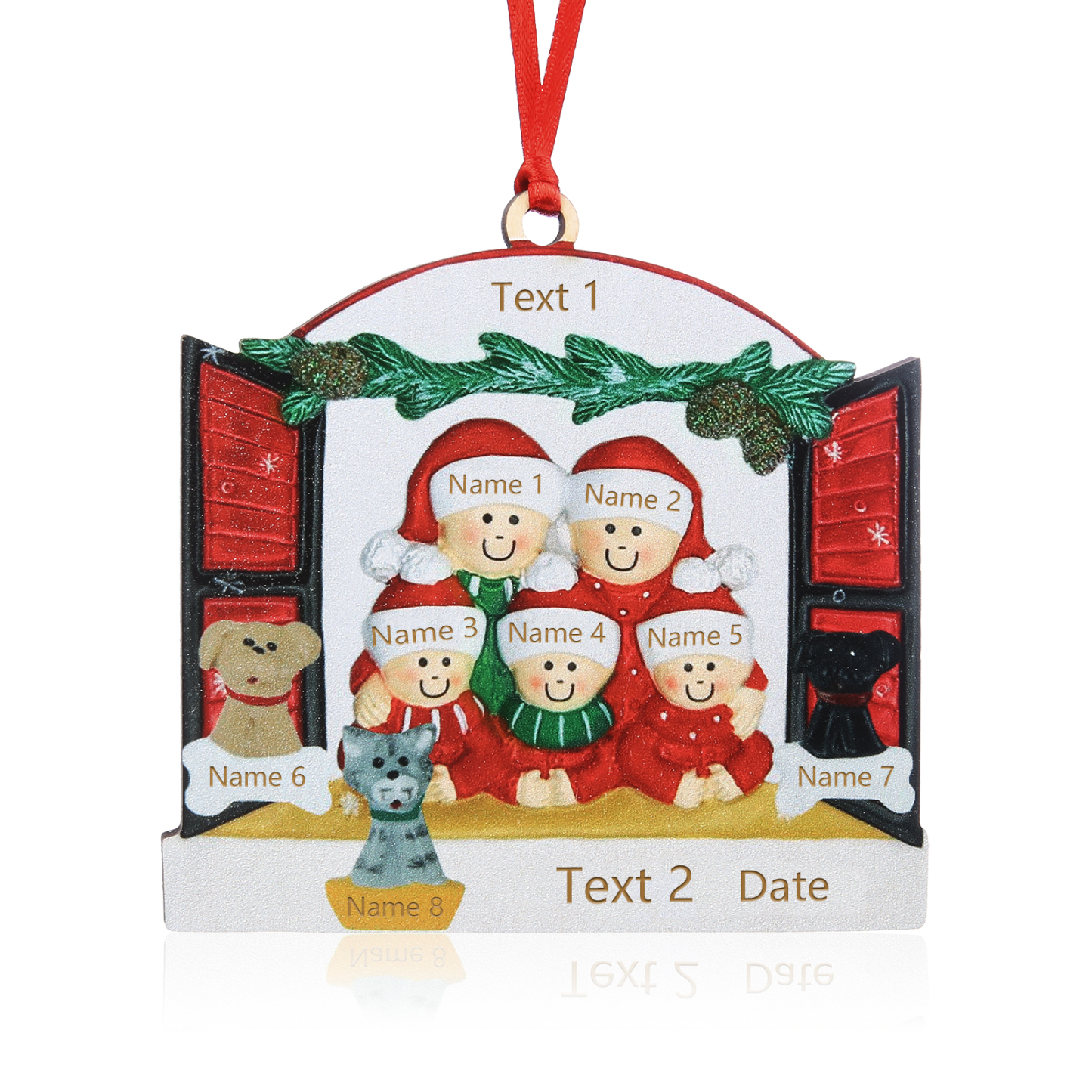 8 Names - Personalised Wooden Christmas Ornaments Customised Text & Date Xmas Decor Gifts for Family Friends-Jessemade AU