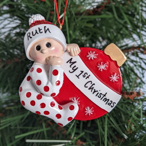 My First Christmas - Wooden Christmas Ornament Customised Name & Text Christmas Gift Personalised Baby Newborn Gift-Jessemade AU