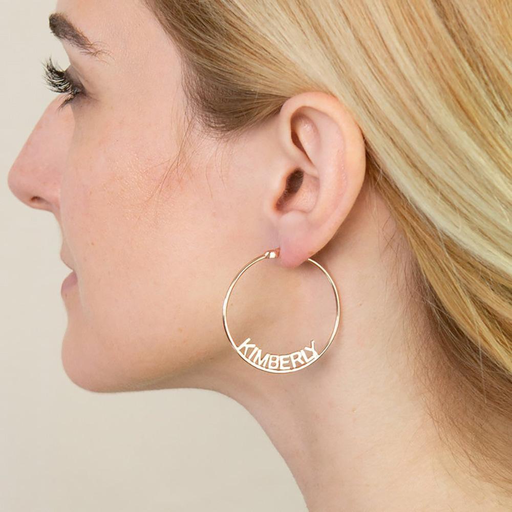 Personalised Name Hoop Earrings Circle Hoops Gifts for Her-Jessemade AU