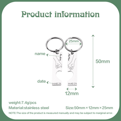 Personalised Couple Pinky Promise Keychain Set Customised Names & Date Matching Couple Keyring Valentine's Day Gifts For Couples-Jessemade AU