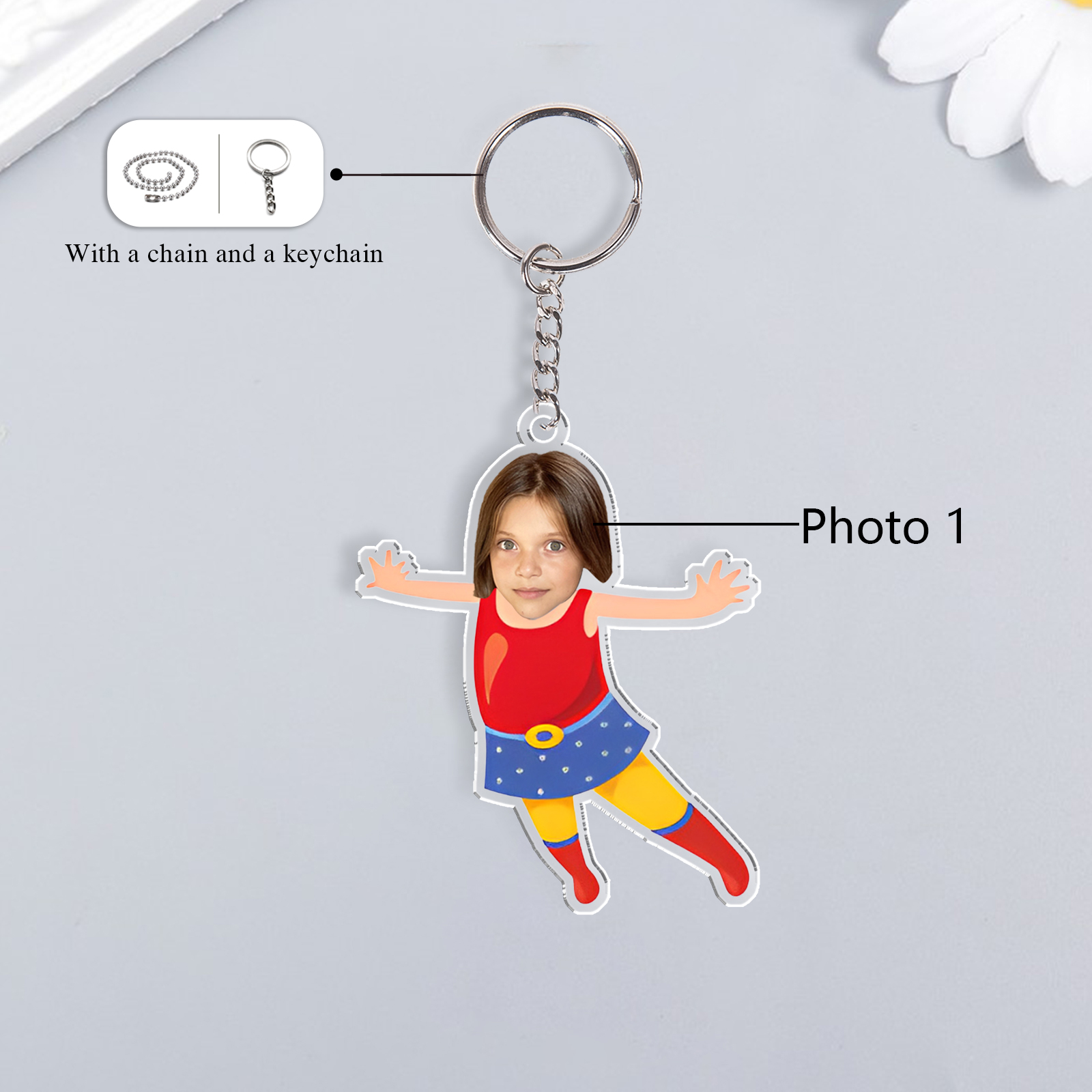 Personalised Superwoman Acrylic Keychain Custom Photo Funny Hanging Ornament Back to School Gift for Kids-Jessemade AU