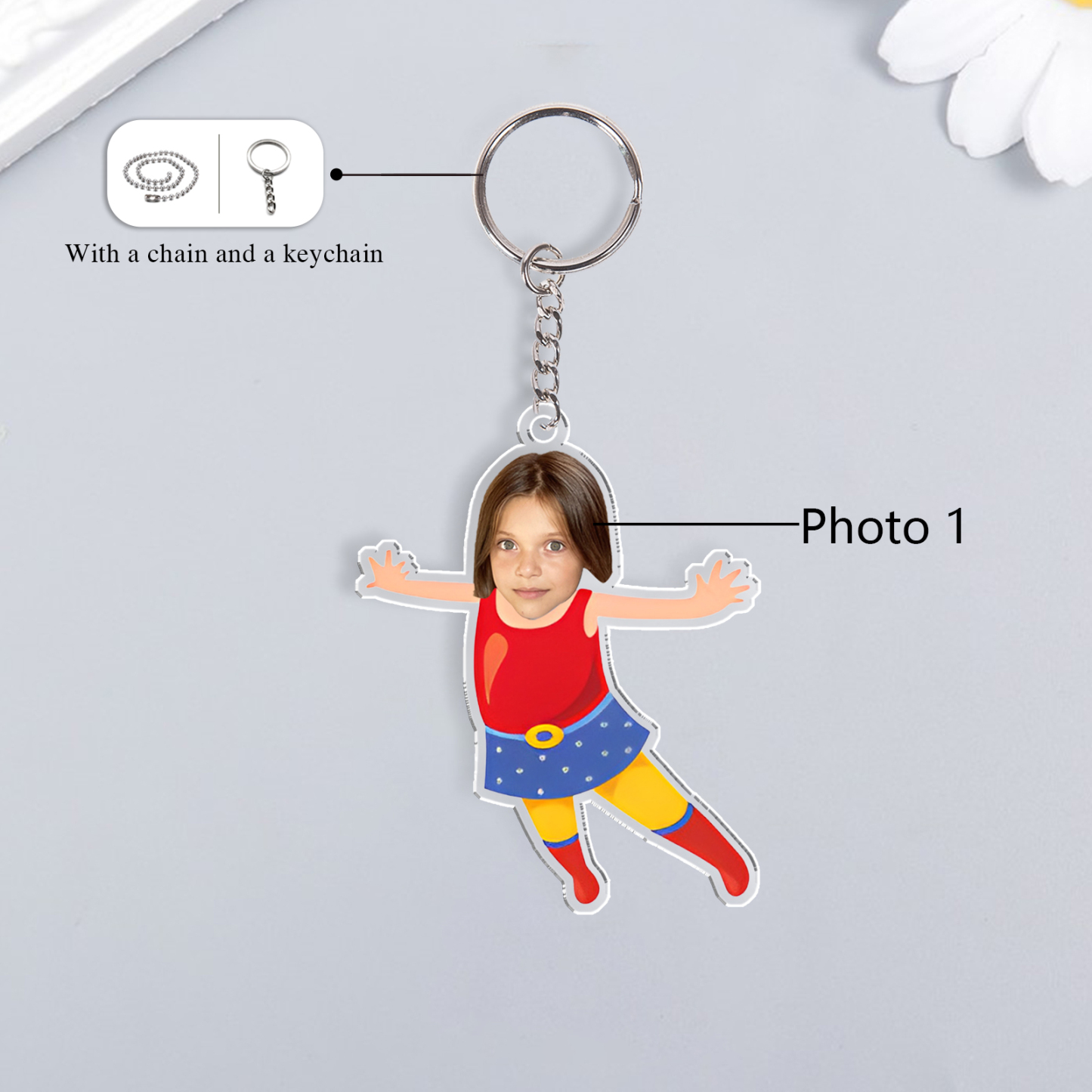 Personalised Superwoman Acrylic Keychain Custom Photo Funny Hanging Ornament Back to School Gift for Kids-Jessemade AU