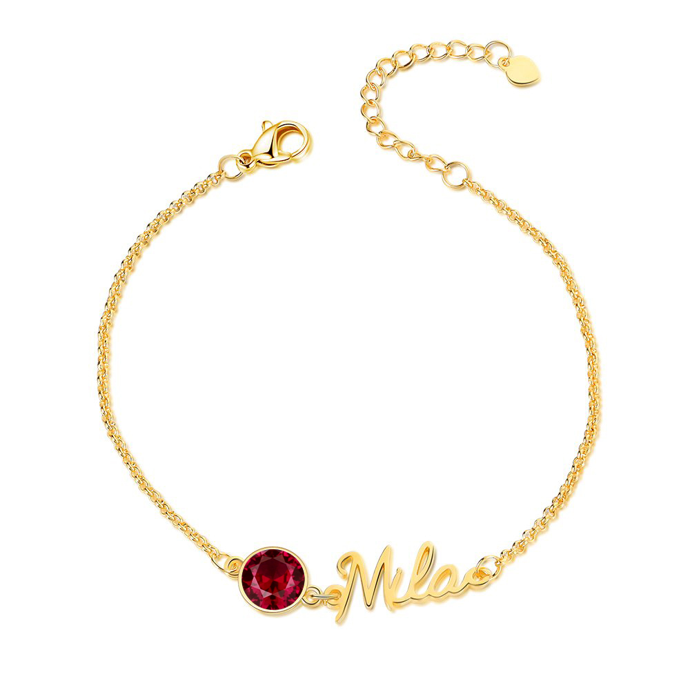 Personalised Bracelet With Birthstone Custom 1 Name Bracelet Gift For Women-Jessemade AU