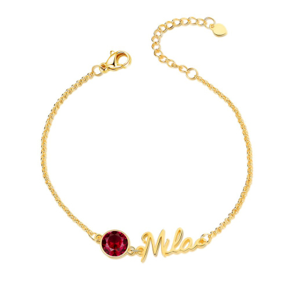 Personalised Bracelet With Birthstone Custom 1 Name Bracelet Gift For Women-Jessemade AU