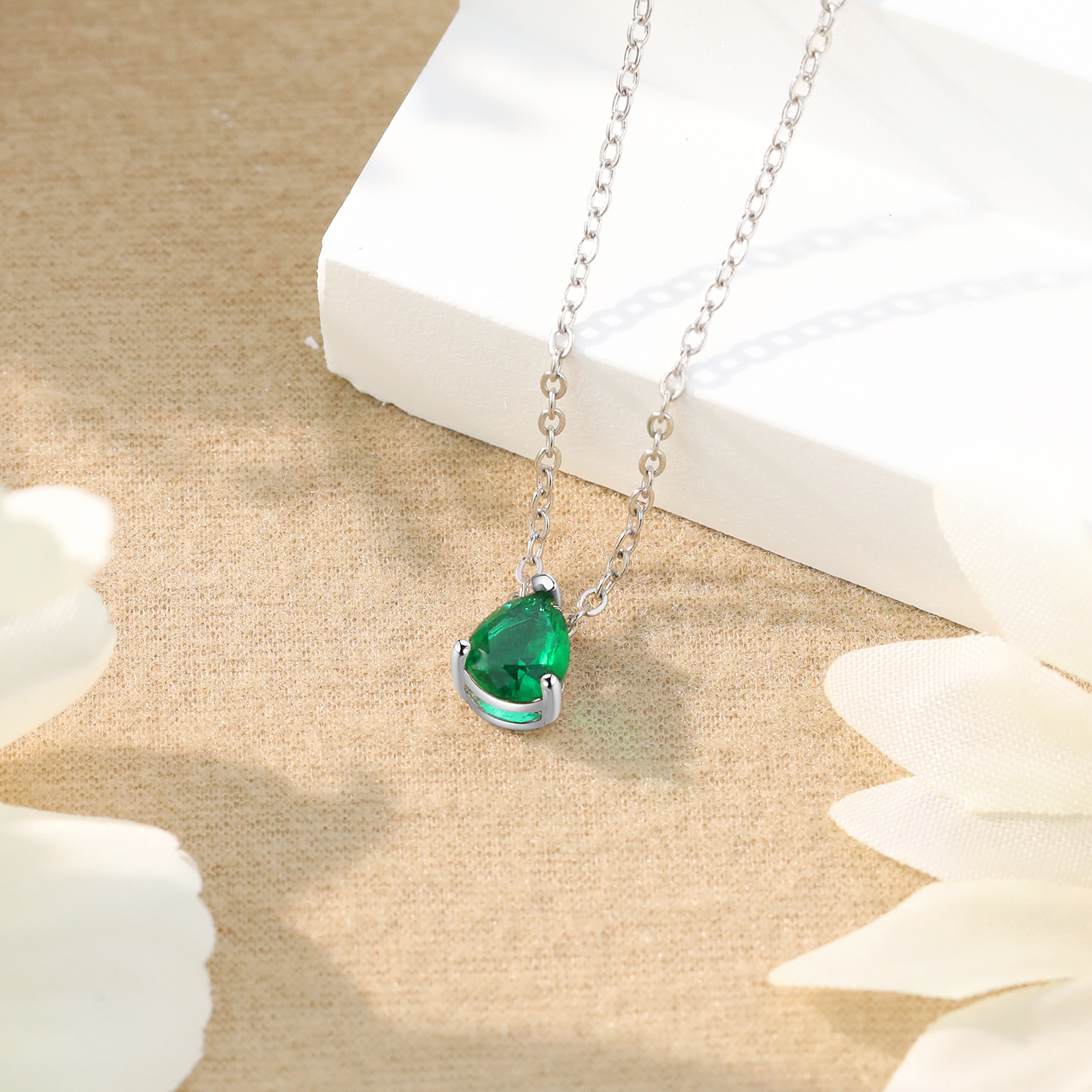 Personalised Drop-Shaped Pendant Necklace Custom Birthstone Necklace Birthday Gift for Women Girls-Jessemade AU