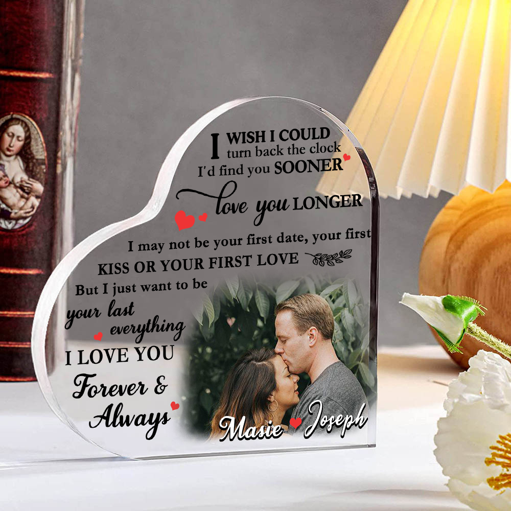 Couple Acrylic Heart Keepsake Custom 2 Names & Photo Ornament Valentine's Day Gift -  I Just Want To Be Your Last Everything -Jessemade AU