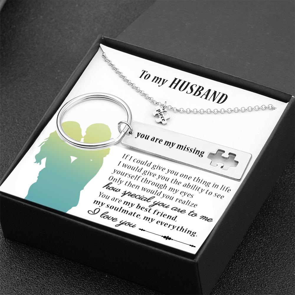 Only Then Would You Realize How Special You Are To Me, Puzzle Necklace & Keychain Gift Set Gifts For Husband-Jessemade AU