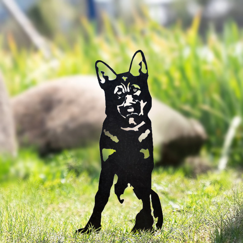 German Shepherd Metal Dog Silhouette Garden Yard Decoration
