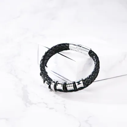 To My Grandson, Inspirational Leather Bracelet Bangle with Message Card Gifts For Him-Jessemade AU