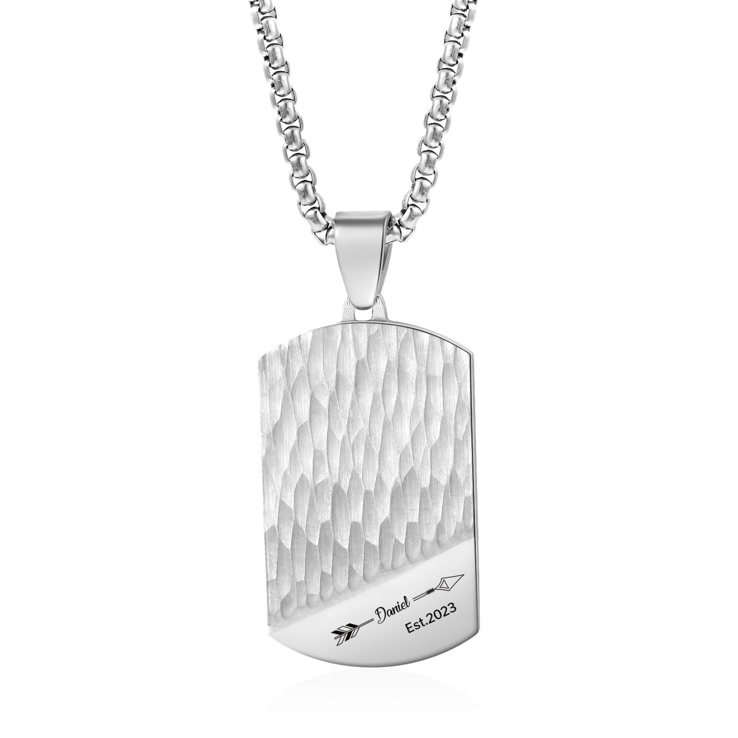 Personalised Men's Necklace Engraved Name & Date & Text Dog Tag Necklace Stainless Steel Gift for Him-Jessemade AU