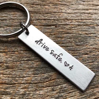 Drive Safe Love Keychain Custom Initial for Couple-Jessemade AU