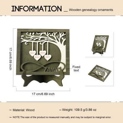 Custom Family Tree Sign with 4 Names Wooden Keepsake Gifts-Jessemade AU