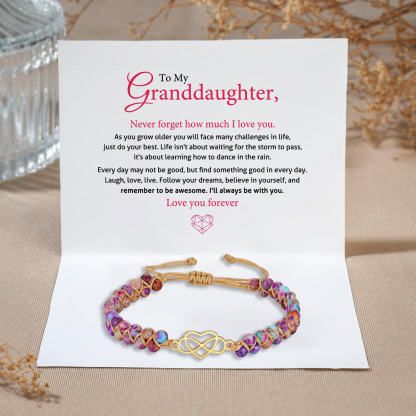 To My Granddaughter Infinity Heart Bracelet with Message Card Adjustable Bracelet Gift for Her - Never Forget How Much I Love You-Jessemade AU
