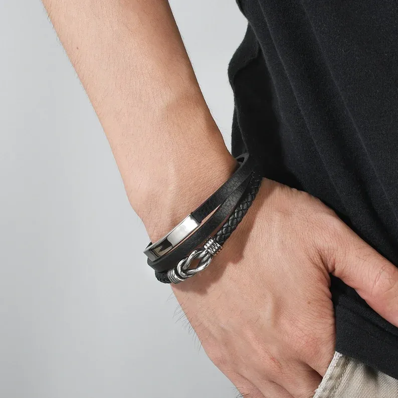 To My Son Infinity Knot Leather Bracelet "Forever Linked Together" Inspirational Gifts For Son-Jessemade AU