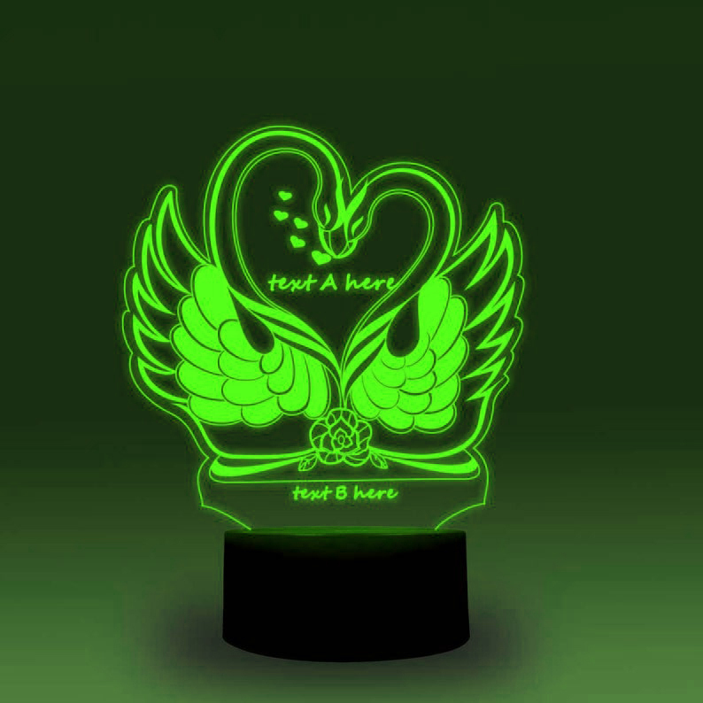 Personalised 7 Colours Changing Night Light Custom Name Swan LED Lamp Gifts For Couple-Jessemade AU