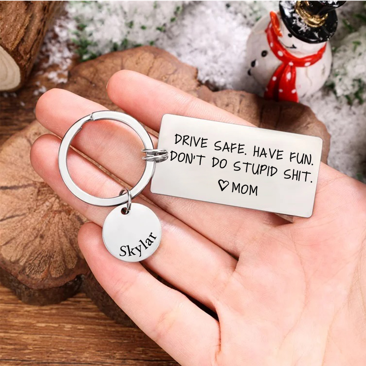 Don't Do Stupid Funny Keychain Custom Name Keyring Drive Safe Have Fun Keychain Gift For Son/Daughter-Jessemade AU