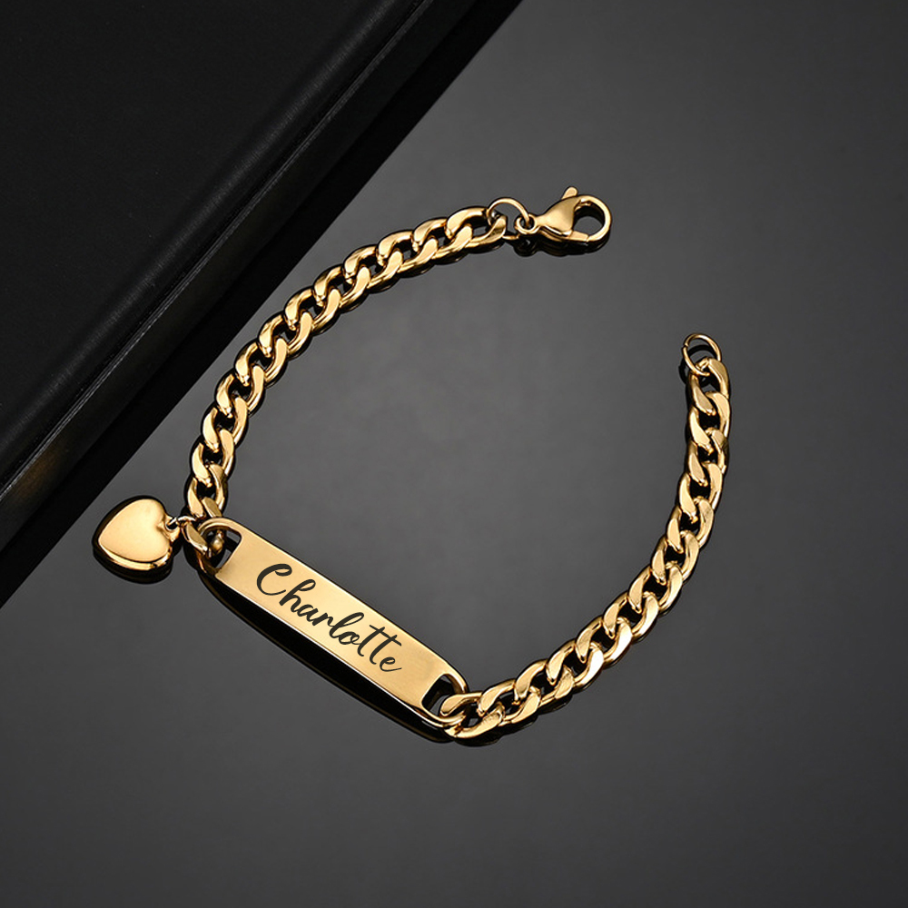 Personalised Name Bracelet Heart Charm Bracelet Customised Baby Gift-Jessemade AU