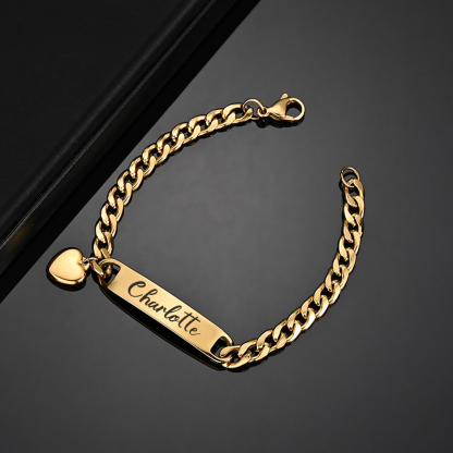 Personalised Name Bracelet Heart Charm Bracelet Customised Baby Gift-Jessemade AU