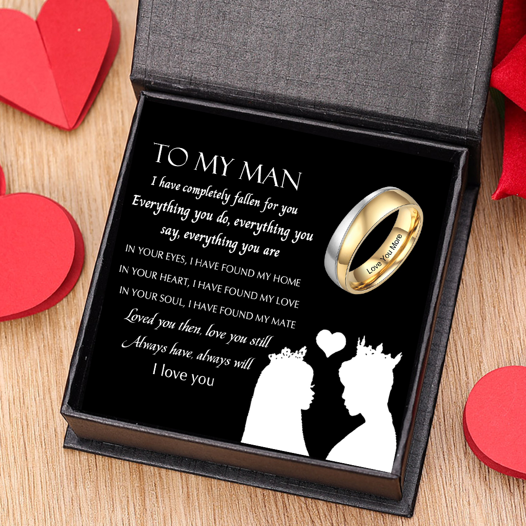 To My Man Ring Personalised Couple Ring Engrave Love Message Matching Rings Valentine's Day Gift for Him-Jessemade AU