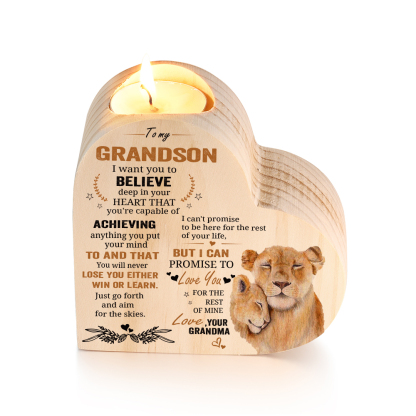 To My Grandson Wooden Heart Candle Holder "love you for the rest of mine" Gifts For Daughter-Jessemade AU