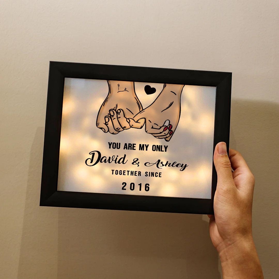 Personalised Couple Frame Custom 2 Names & Date Frame With Night Light "You Are My Only" Anniversary Gift For Him/Her -Jessemade AU