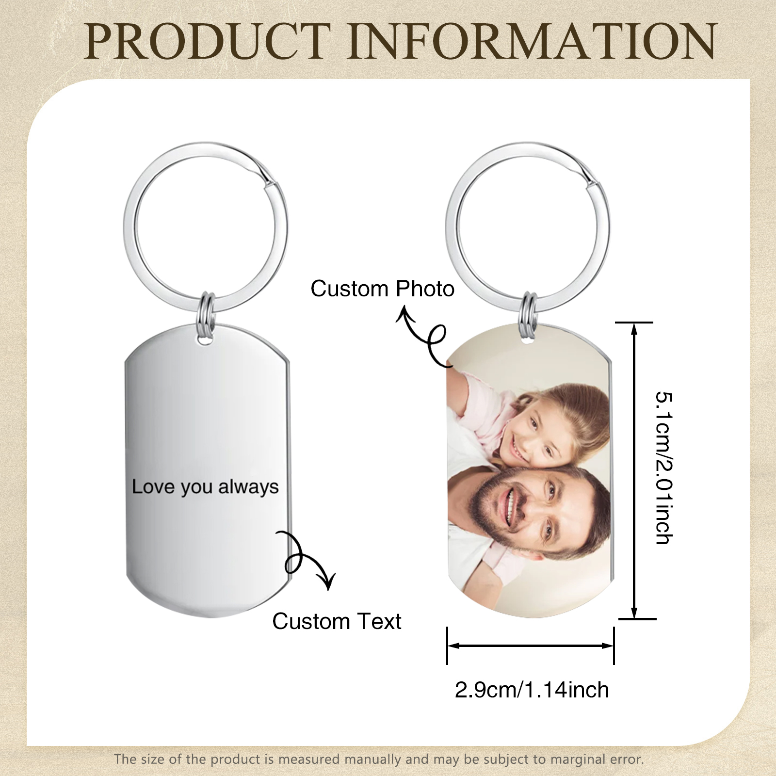 Personalised 2 Texts & 2 Photos Gift Set Wallet & Keychain & Pen Gift Box Set Father’s Day Gift for Him-Jessemade AU