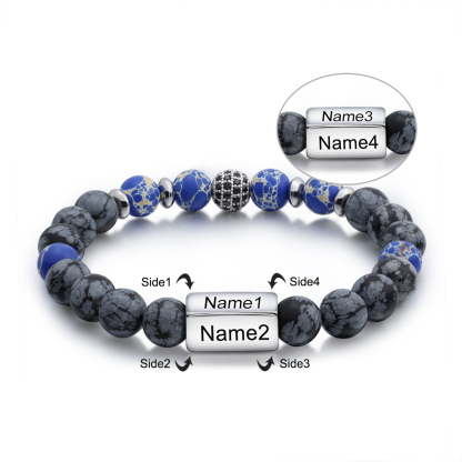 Personalised Round Beads Bracelet Custom Names Men's Bracelet Gifts For Him-Jessemade AU