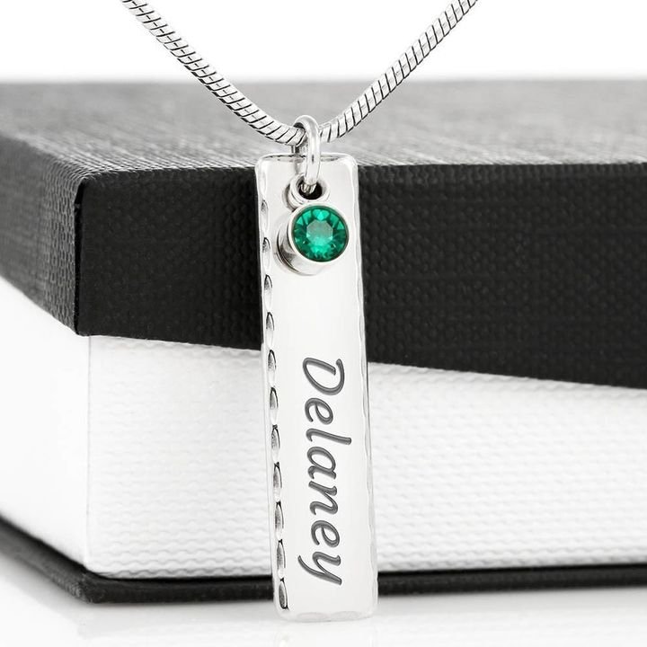 Personalised Bar Necklace With 1 Birthstone Bar Necklace For Mother-Jessemade AU