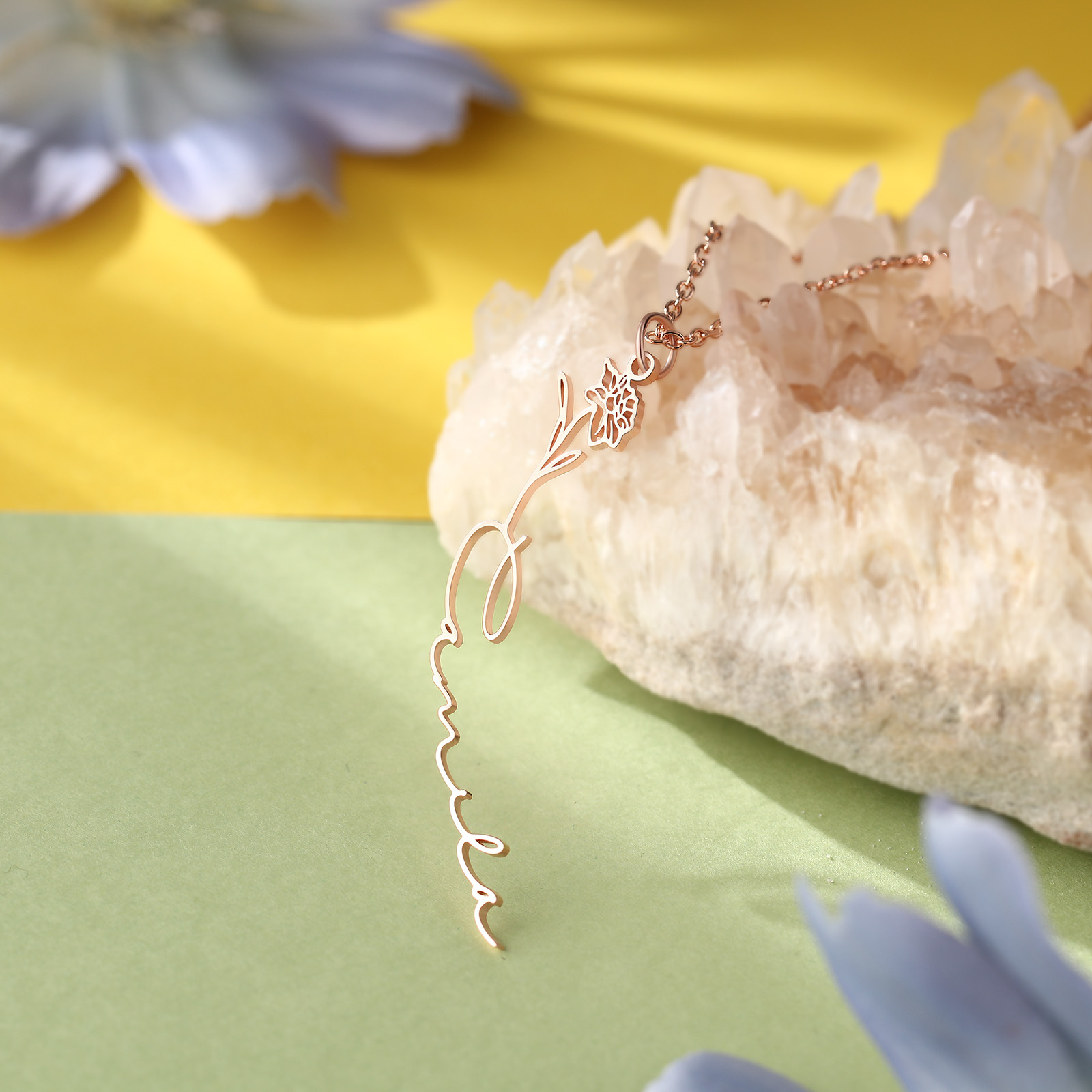 Personalised Birthflower Necklace Custom 1 Name Necklace Gift For Women-Jessemade AU