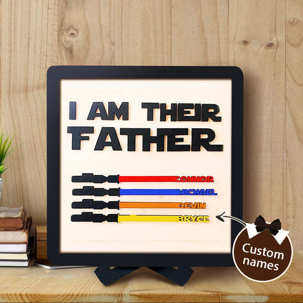 Personalised Star Wars Sign Father's Day Gifts - I AM THEIR FATHER - Wood Sign with 4 Names-Jessemade AU