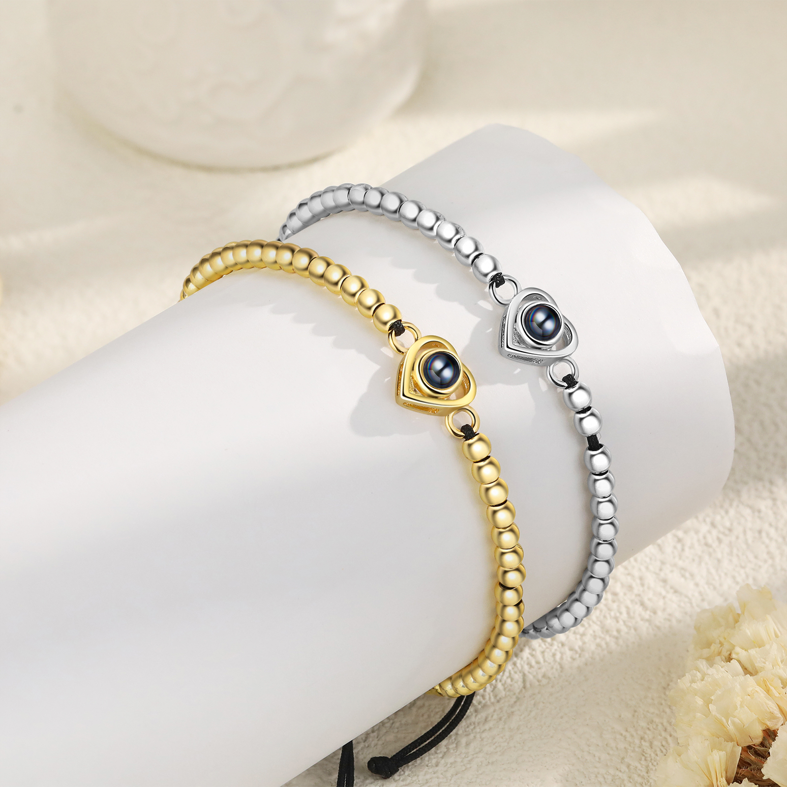 2 PCS Personalised Couple Projection Bracelet Customised 1 Photo Adjustable Bracelet Special Gift For Her/Him-Jessemade AU