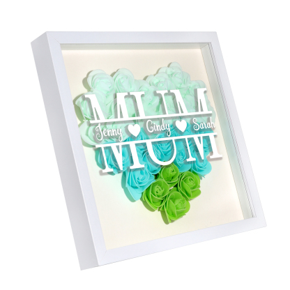 Personalised Flower Shadow Box Custom Name & Text Heart Rose Frame Decorations Mother's Day Gift for Her-Jessemade AU