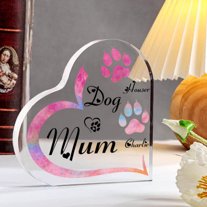 Personalised Acrylic Heart Keepsake Custom 2 Names Dog Footprints Ornaments Gifts for Mum-Jessemade AU