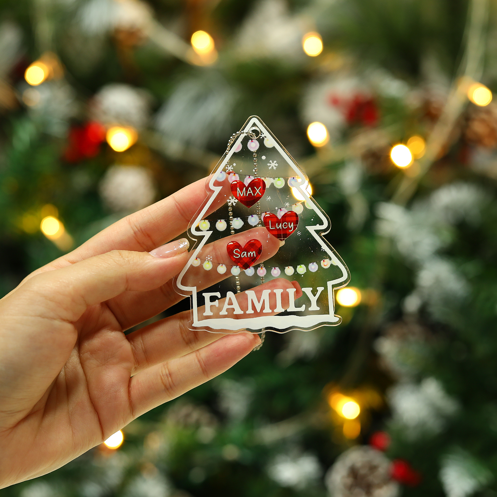 3 Names - Personalised Acrylic Christmas Ornaments Customised Text & Name Xmas Pendant Gifts for Family Friends-Jessemade AU