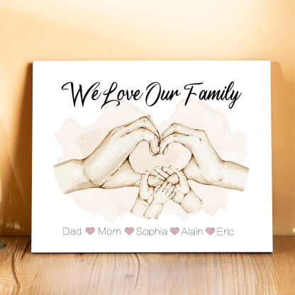 Personalised Heart Holding Hands Picture Board Custom 5 Names Family Keepsake Wood Signs Photo Frame-Jessemade AU