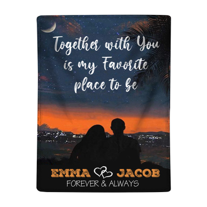 Personalised Couple Blanket Customised 2 Names Blanket Gift for Him/Her - Together With You Is My Favourite Place To Be-Jessemade AU
