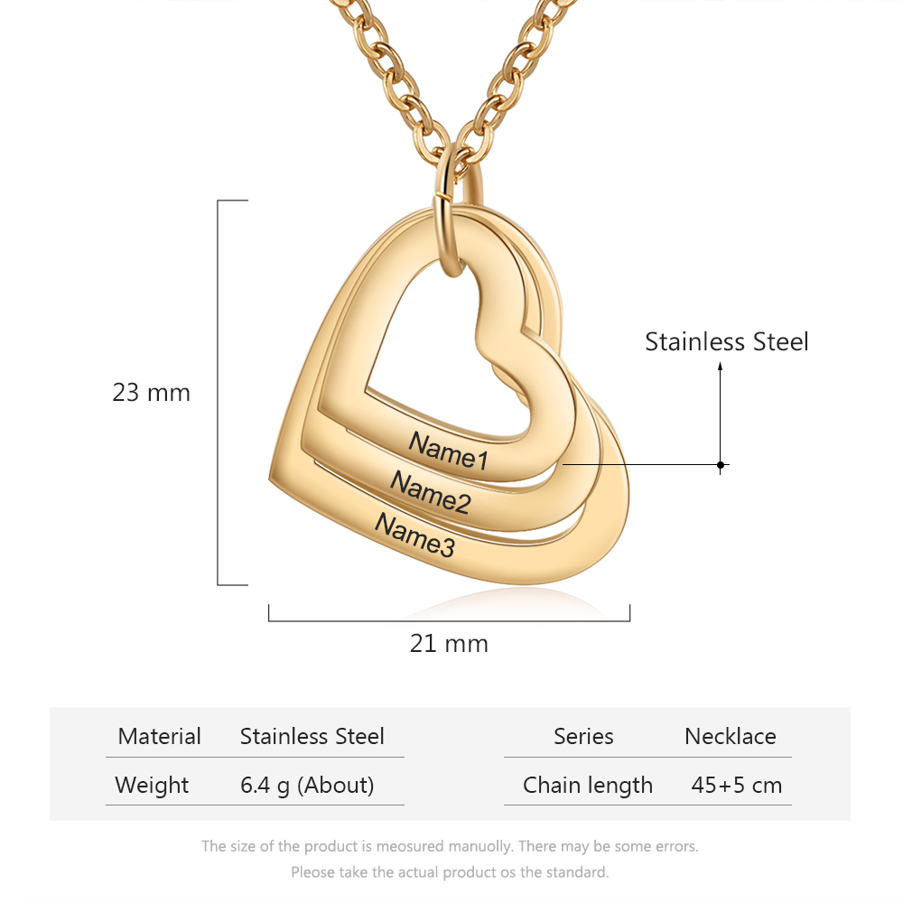 3 Hearts Customised Necklace
