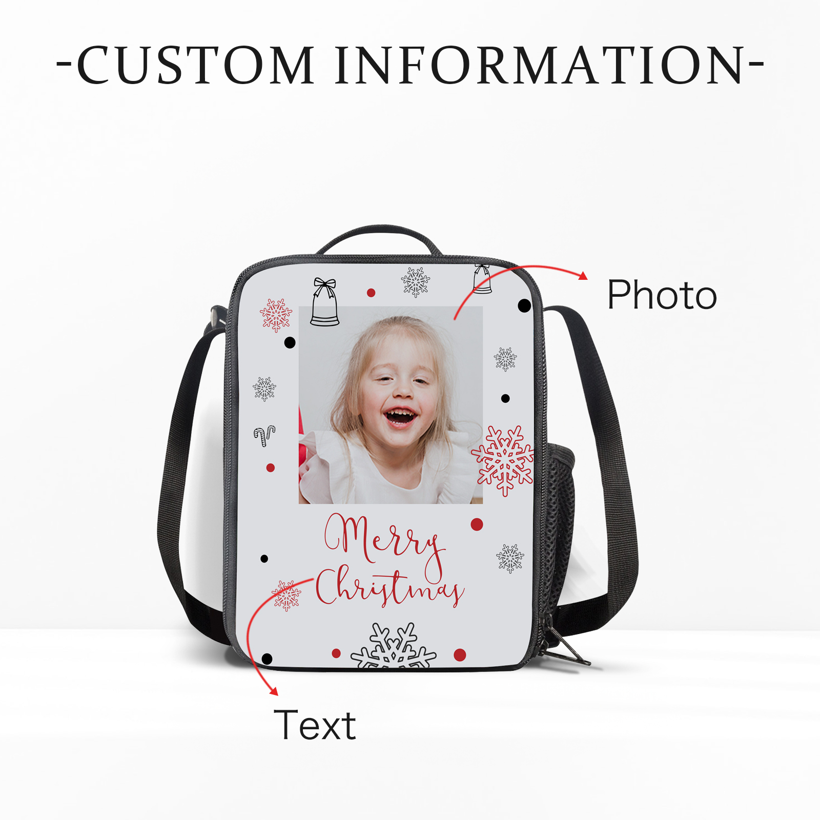 Custom Photo Lunch Bag Personalised Snow Lunch Box Gifts for Kids-Jessemade AU