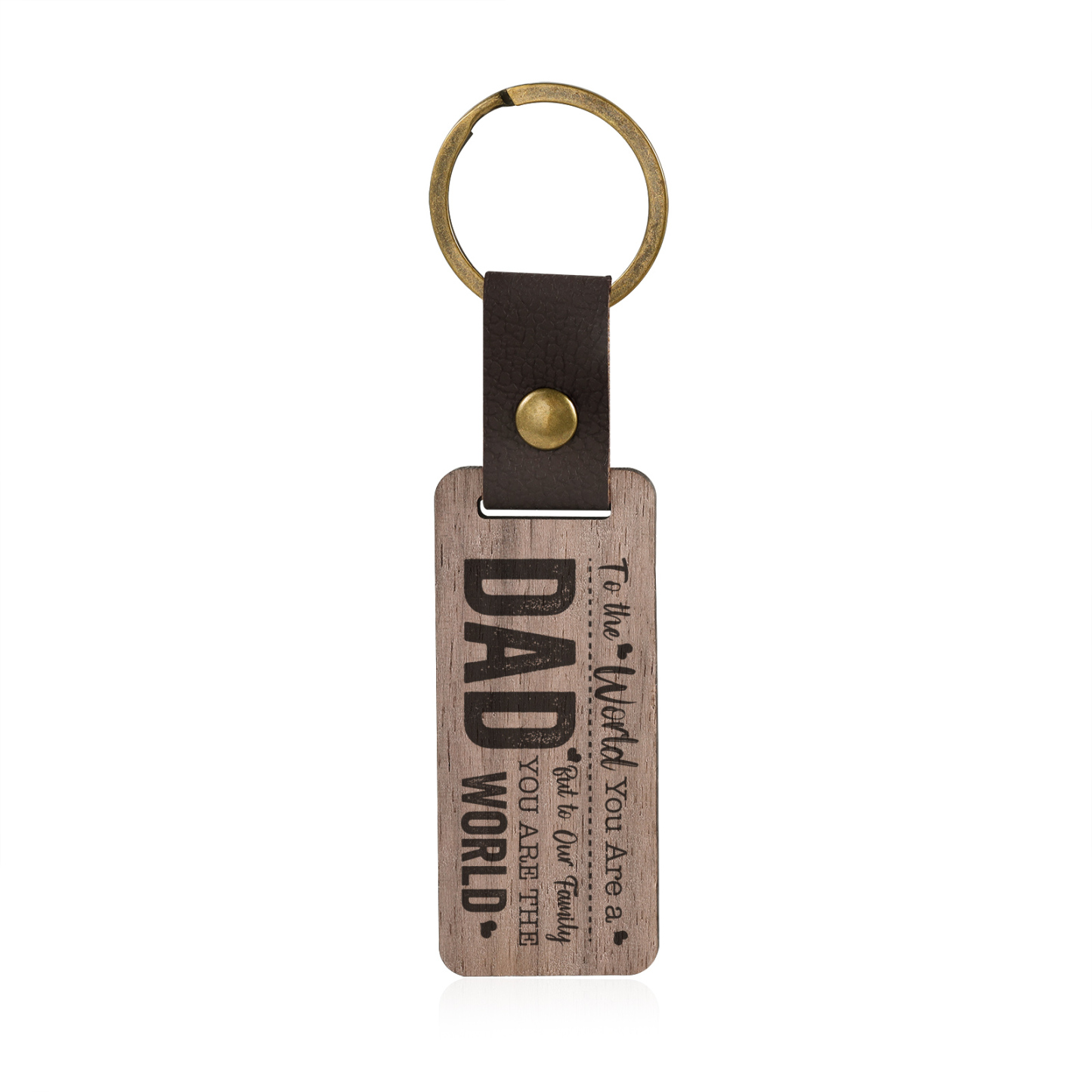 To My Dad Keychain Walnut Keychain Father's Day Gifts - To Our Family, You Are The World-Jessemade AU