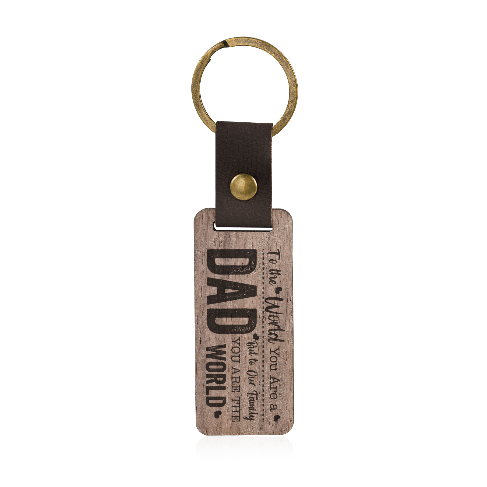To My Dad Keychain Walnut Keychain Father's Day Gifts - To Our Family, You Are The World-Jessemade AU
