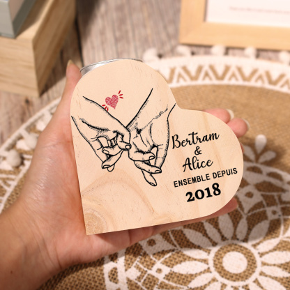 Couple Wooden Heart Candle Holder Pinky Heart Promise Candlesticks-Jessemade AU